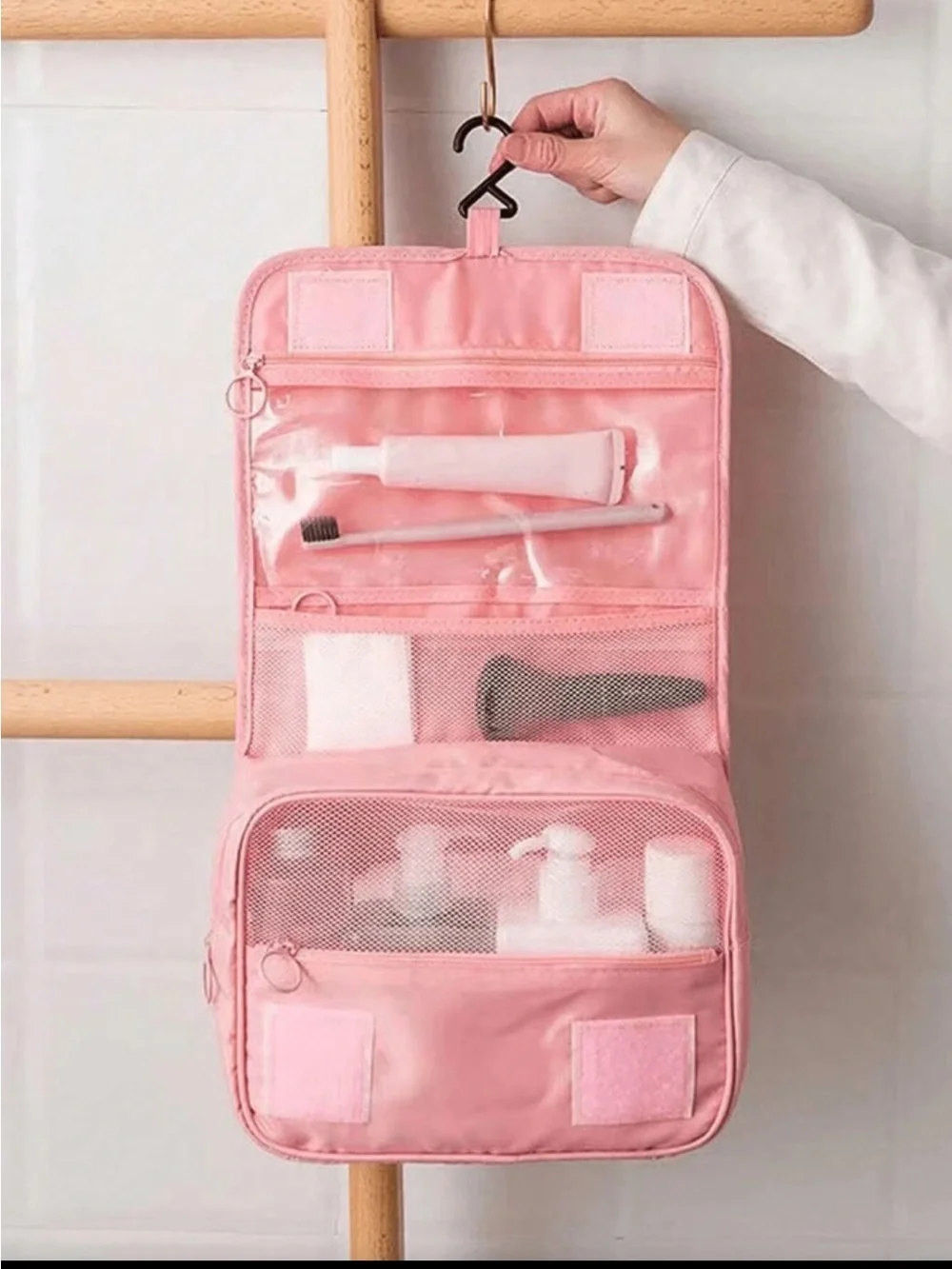 Pink Hanging Travel Toiletry Organizer Bag